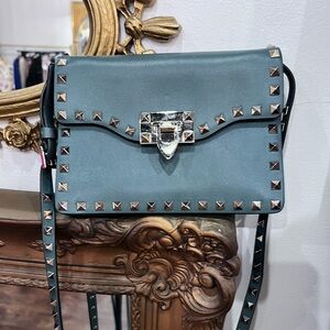 Valentino Rockstud Leather Crossbody Bag – Teal